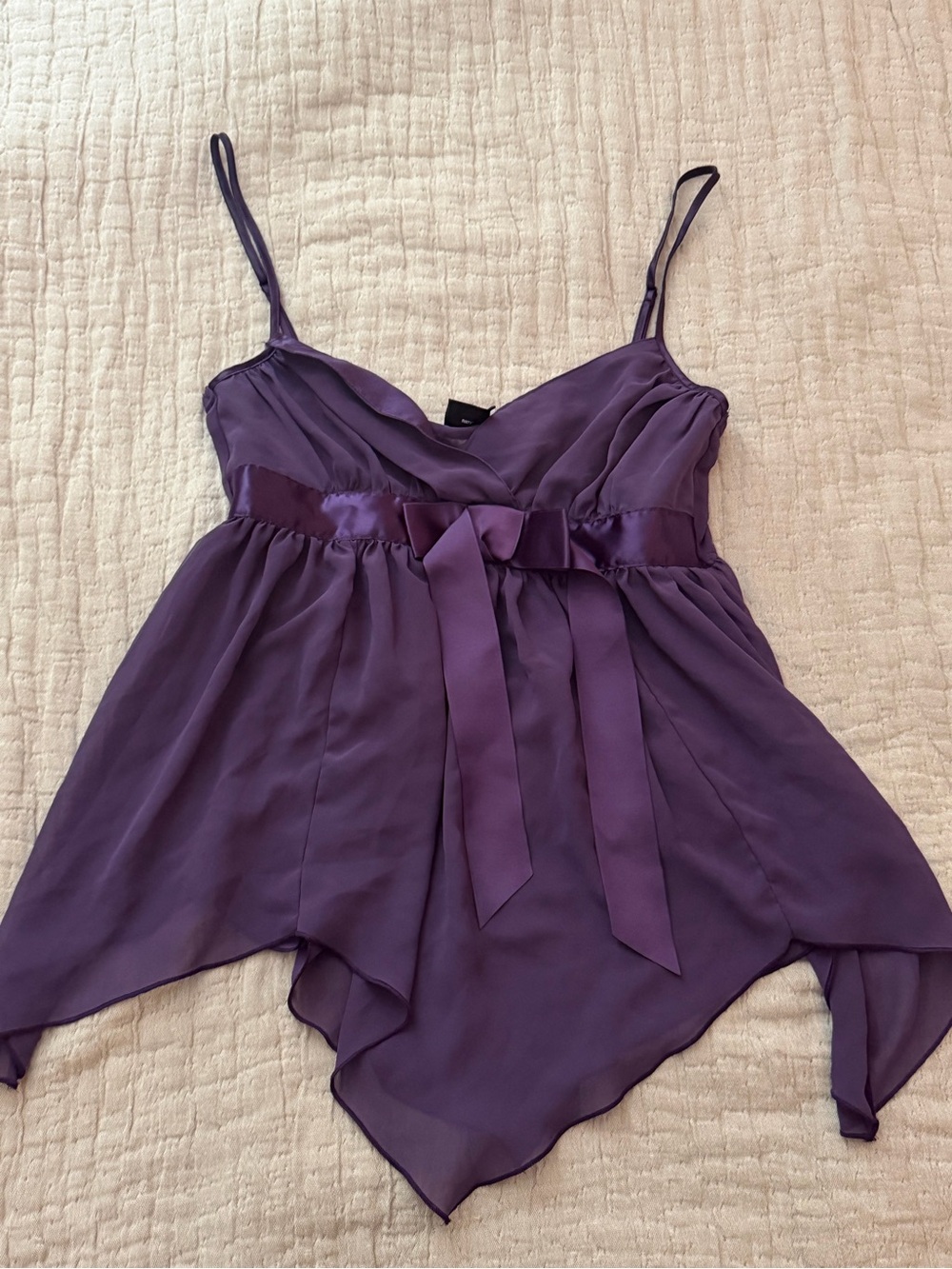 Purple Chiffon Top with Satin Waist Tie